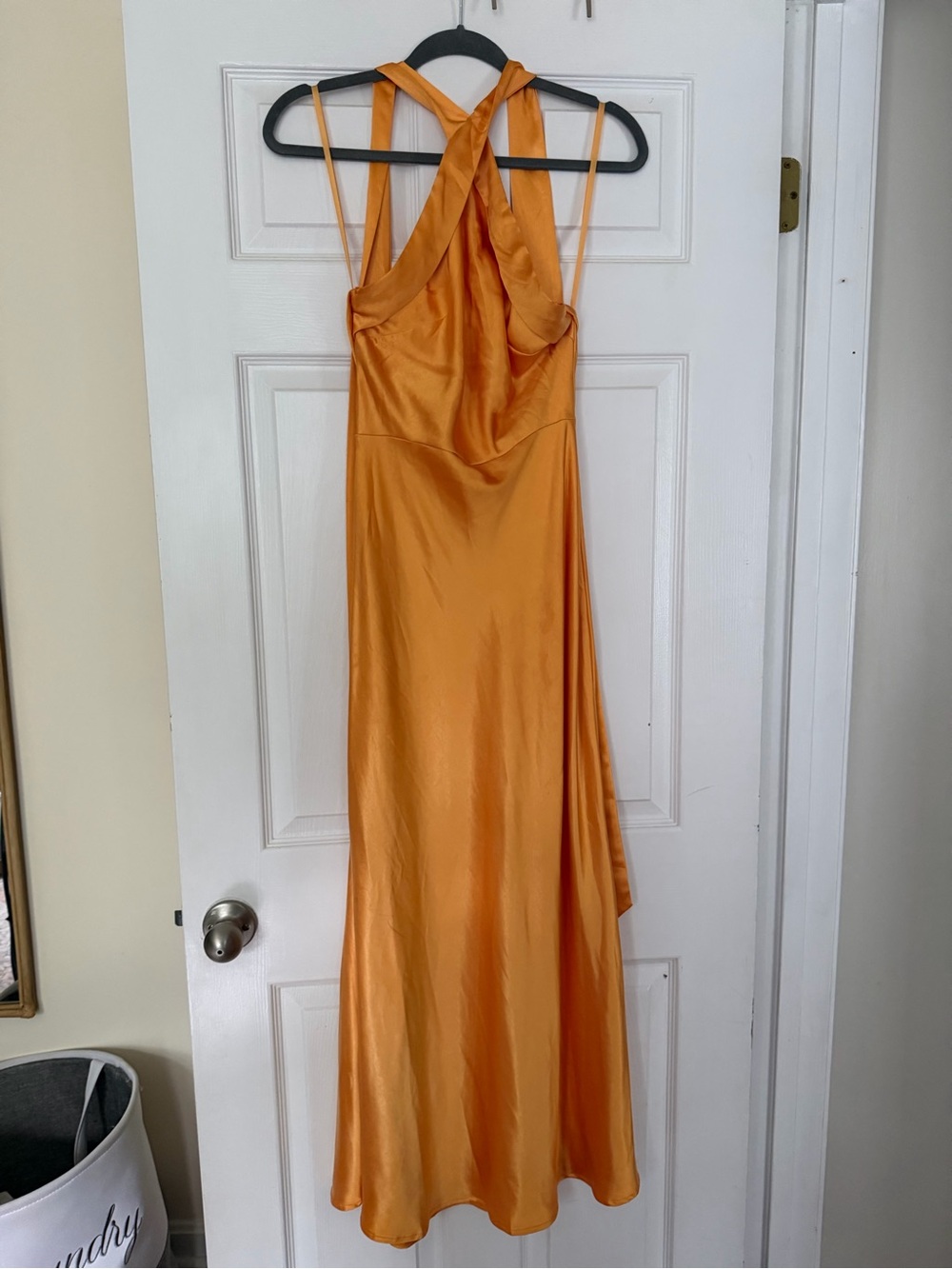 Selfie Leslie Satin Twist Halter Maxi Dress